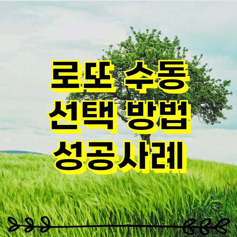 로또 수동 선택 방법 성공사례