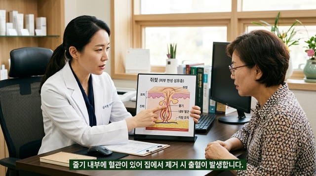 쥐젖 연성 섬유종 줄기 연결 목 겨드랑이 발생 원리 상세 설명