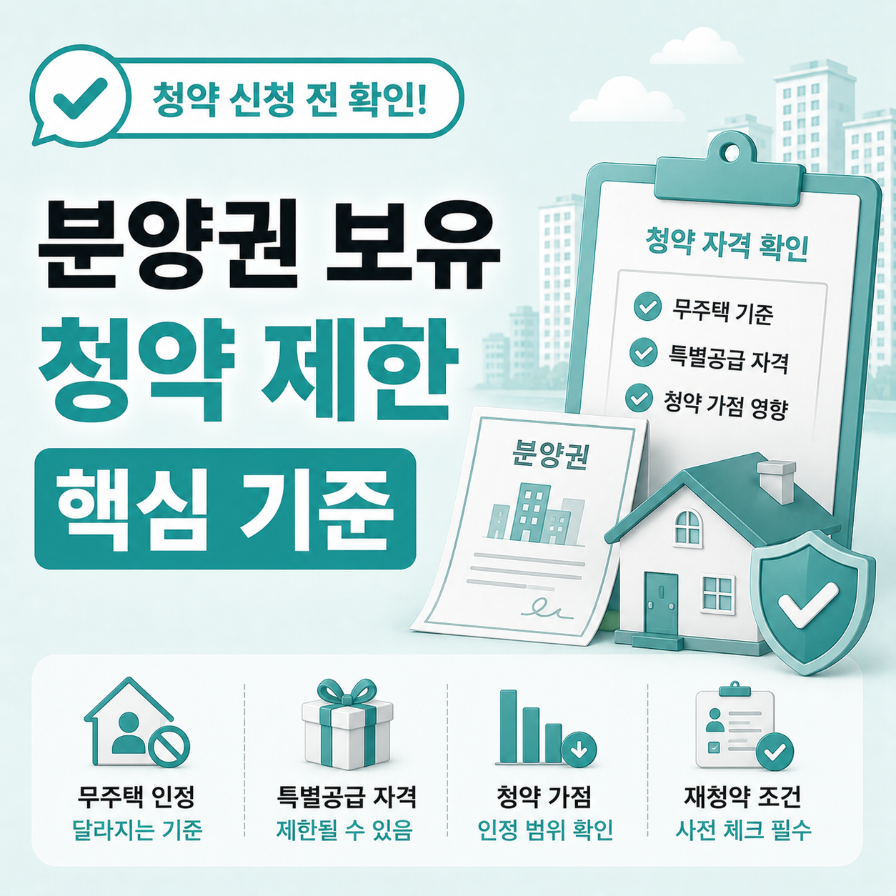 분양권 보유 시 청약 제한 조건 달라지는 경우 설명 이미지