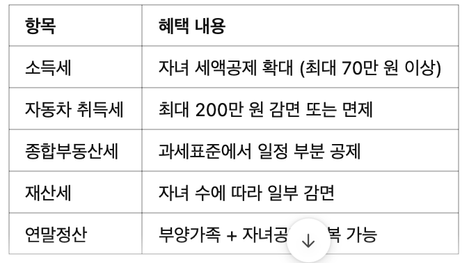 2025년 다자녀 세금혜택 총정리