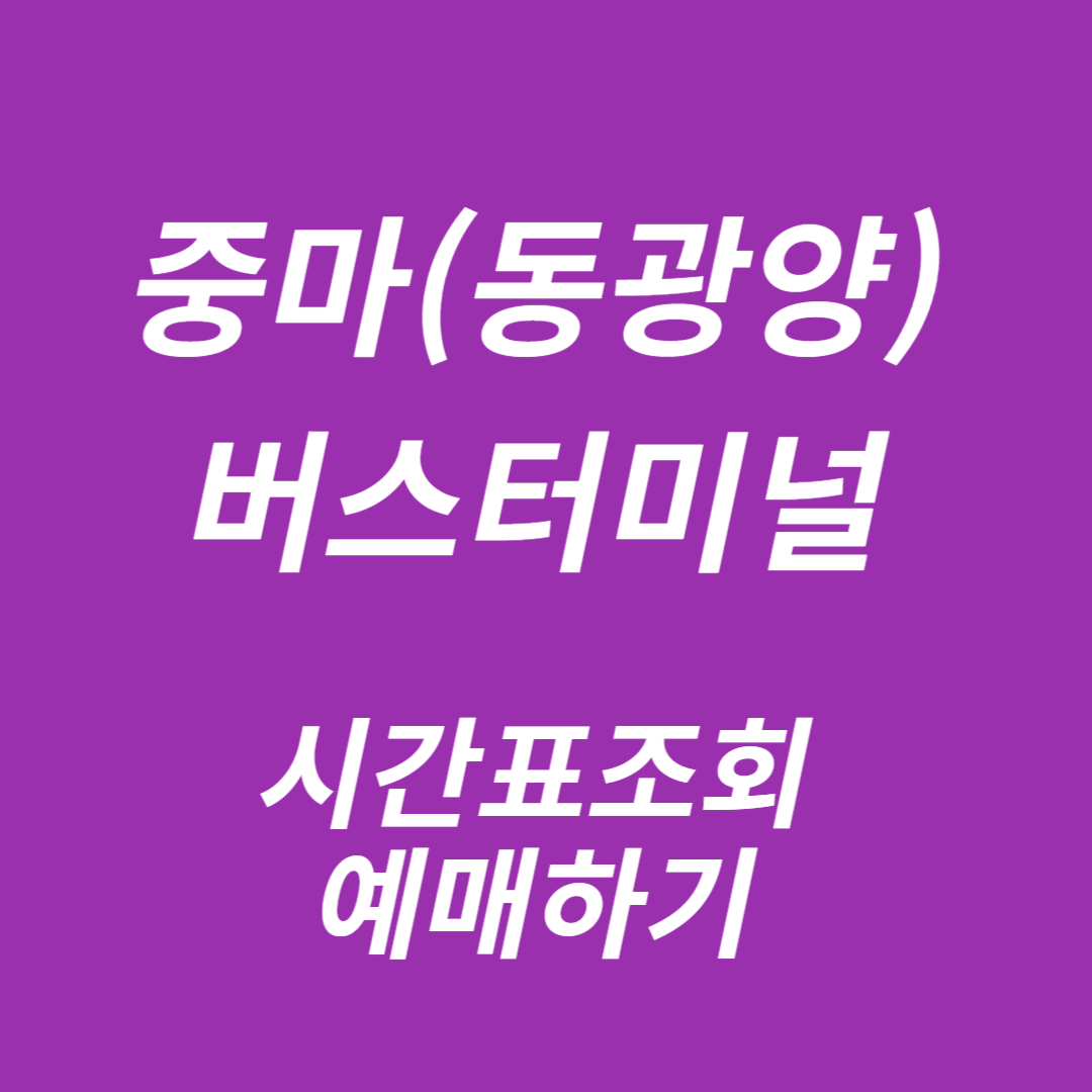 중마(동광양)버스터미널 시간표조회, 예매