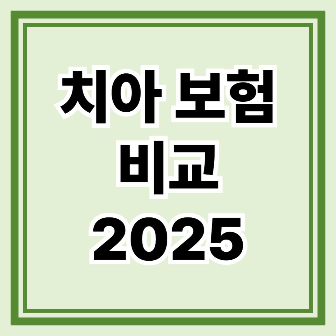 치아 보험 비교 2025(보장 범위·보험료 정리)