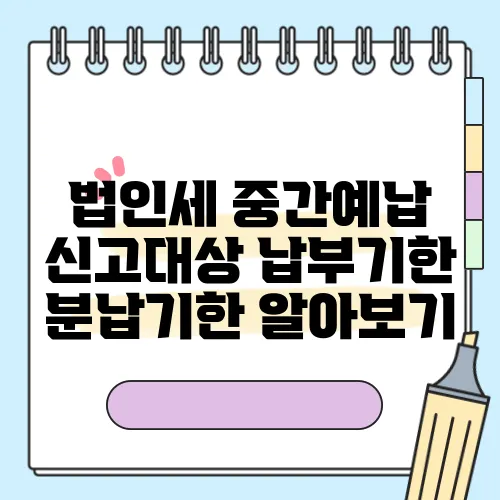 법인세 중간예납 신고대상 납부기한 분납기한 알아보기