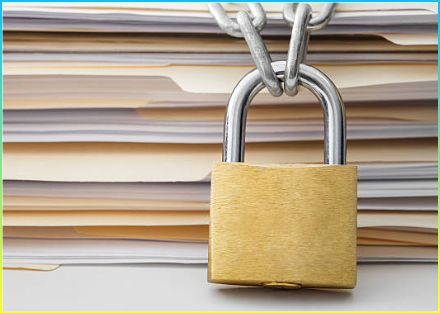 파일 잠금. 기밀문서 이미지.