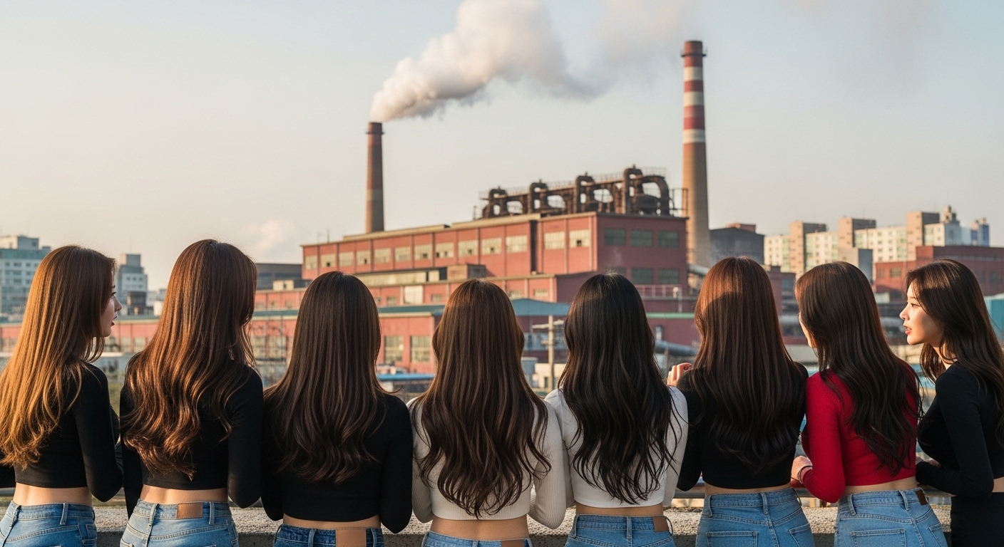 공장을 구경하는 여자들