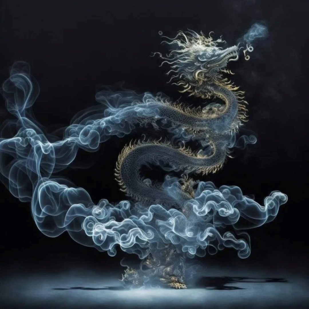 청룡이 화려하게 솟아오르고 있다.