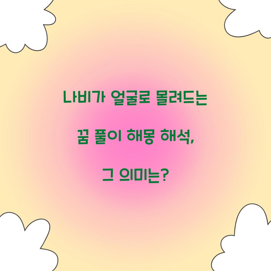 나비가 얼굴로 몰려드는 꿈 풀이 해몽 해석