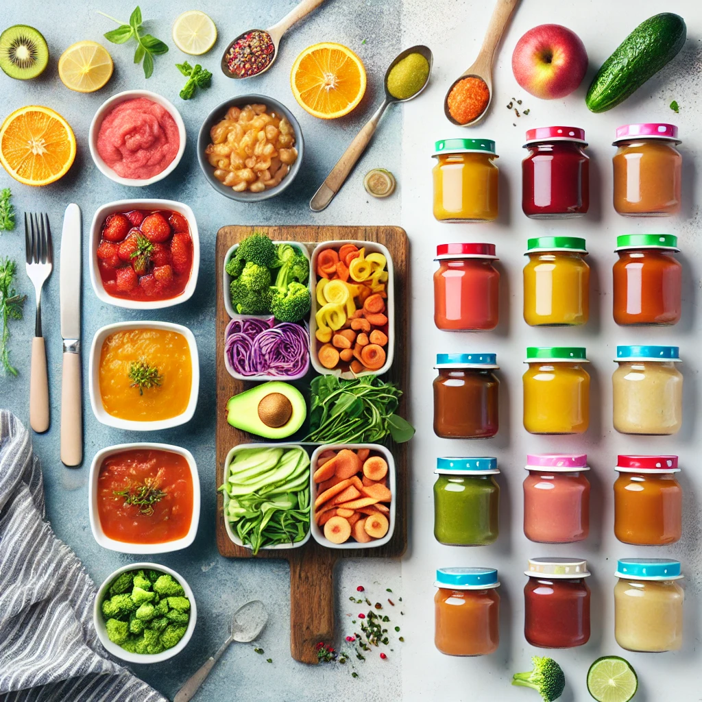 자가이유식과 시판 이유식 비교사진