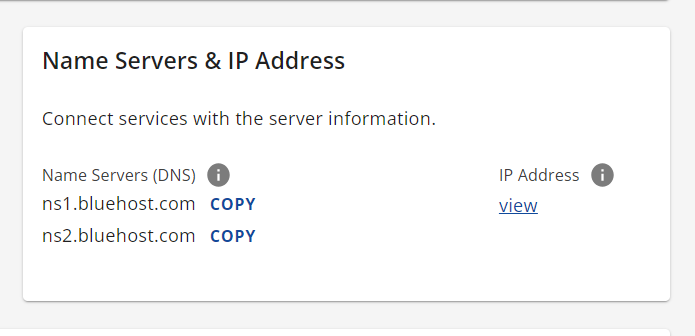 블루호스트 네임서버 정보