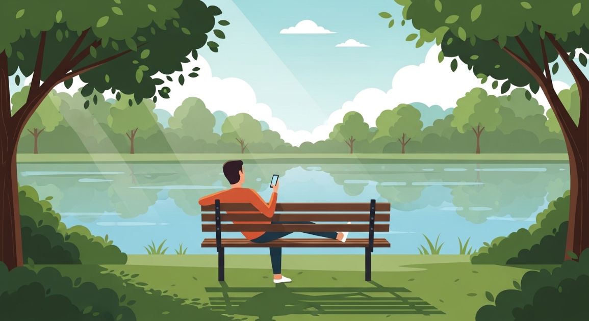 디지털 미니멀리즘과 소셜 미디어 피로도 개념 이미지