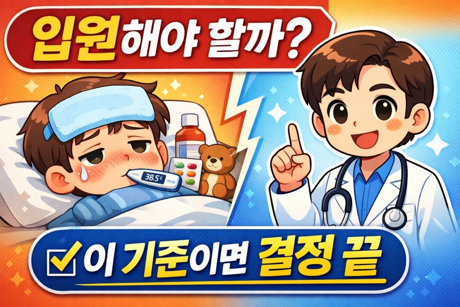 아이 감기와 폐렴 증상에서 입원과 통원 치료 기준을 정리한 썸네일