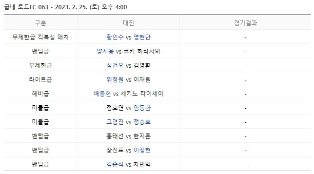 명현만 황인수 경기