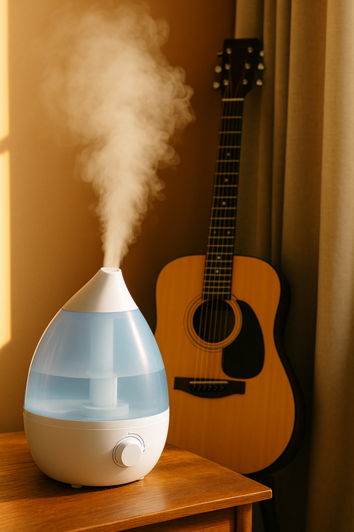 가습기와 기타가 있는 방