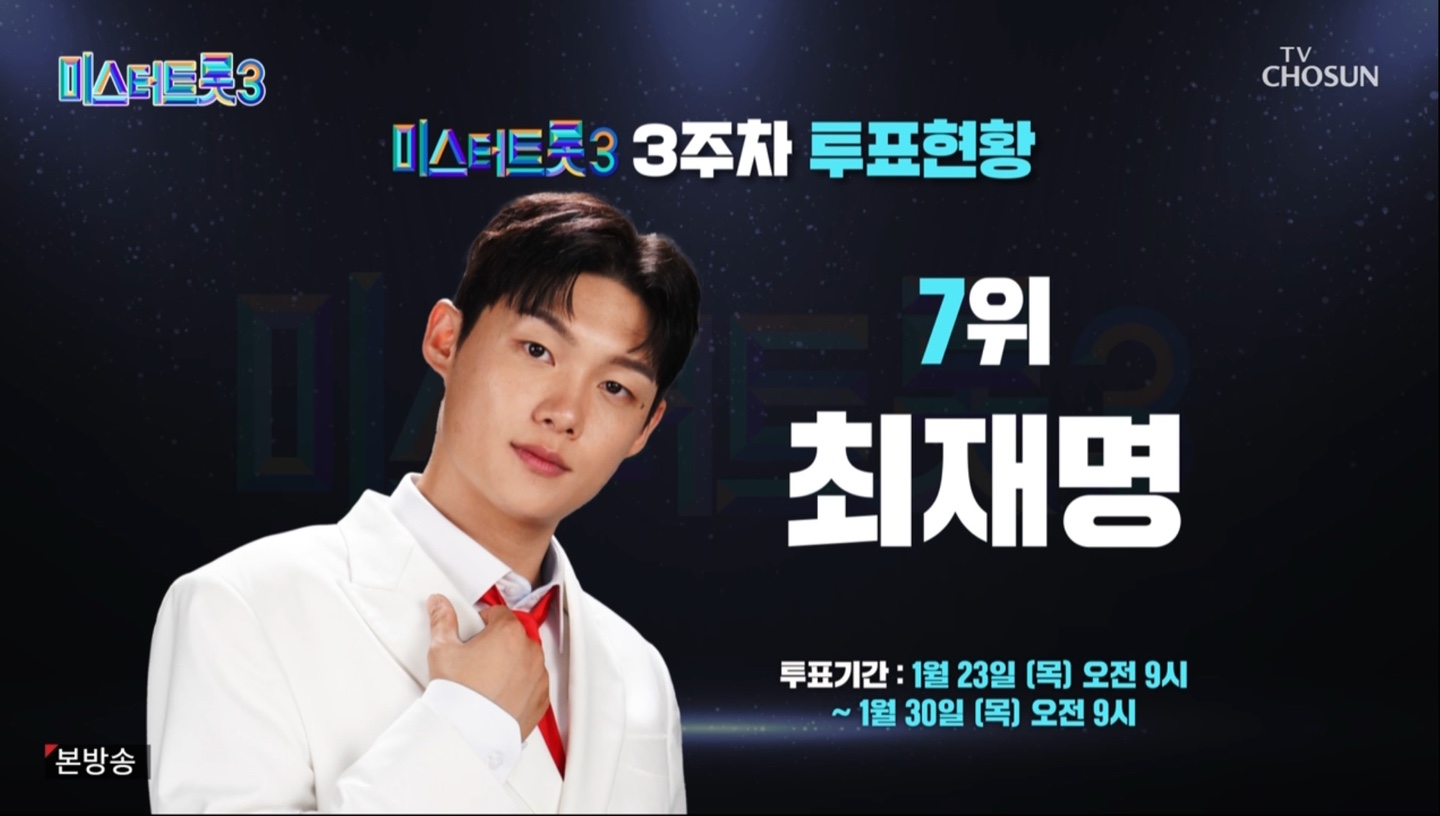 미스터트롯3 3주차 투표현황