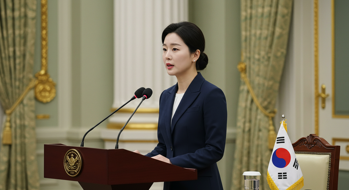 정책을 발표하는 한국 정치인.