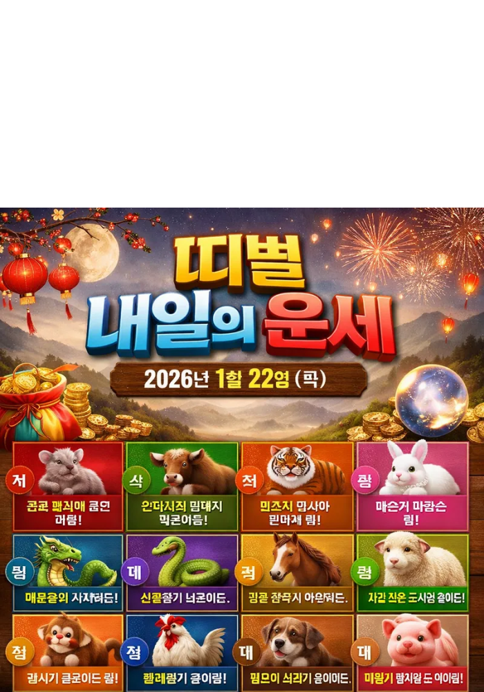 1.띠별 내일의 운세 2026년1월22일