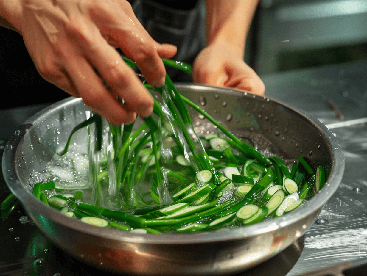 마늘쫑을-손질하는-모습