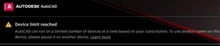 오토캐드 오류 device limit reached autodesk