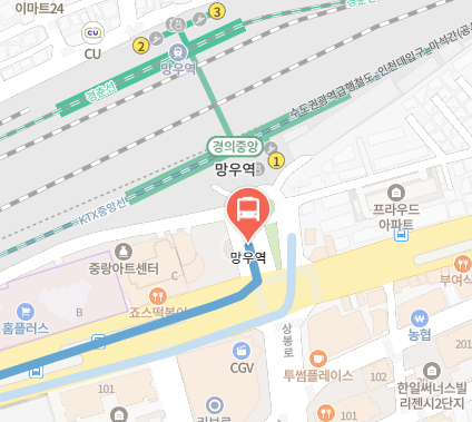 망우역에서 인천공항 리무진 공항버스(6100번) 지도 위치