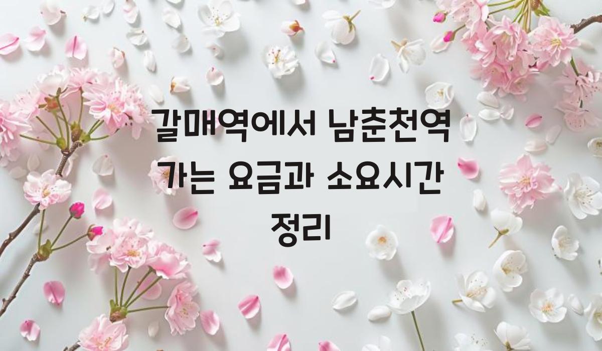 갈매역에서 남춘천역 가는 요금