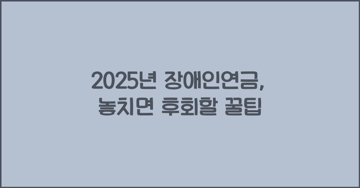 2025년 장애인연금
