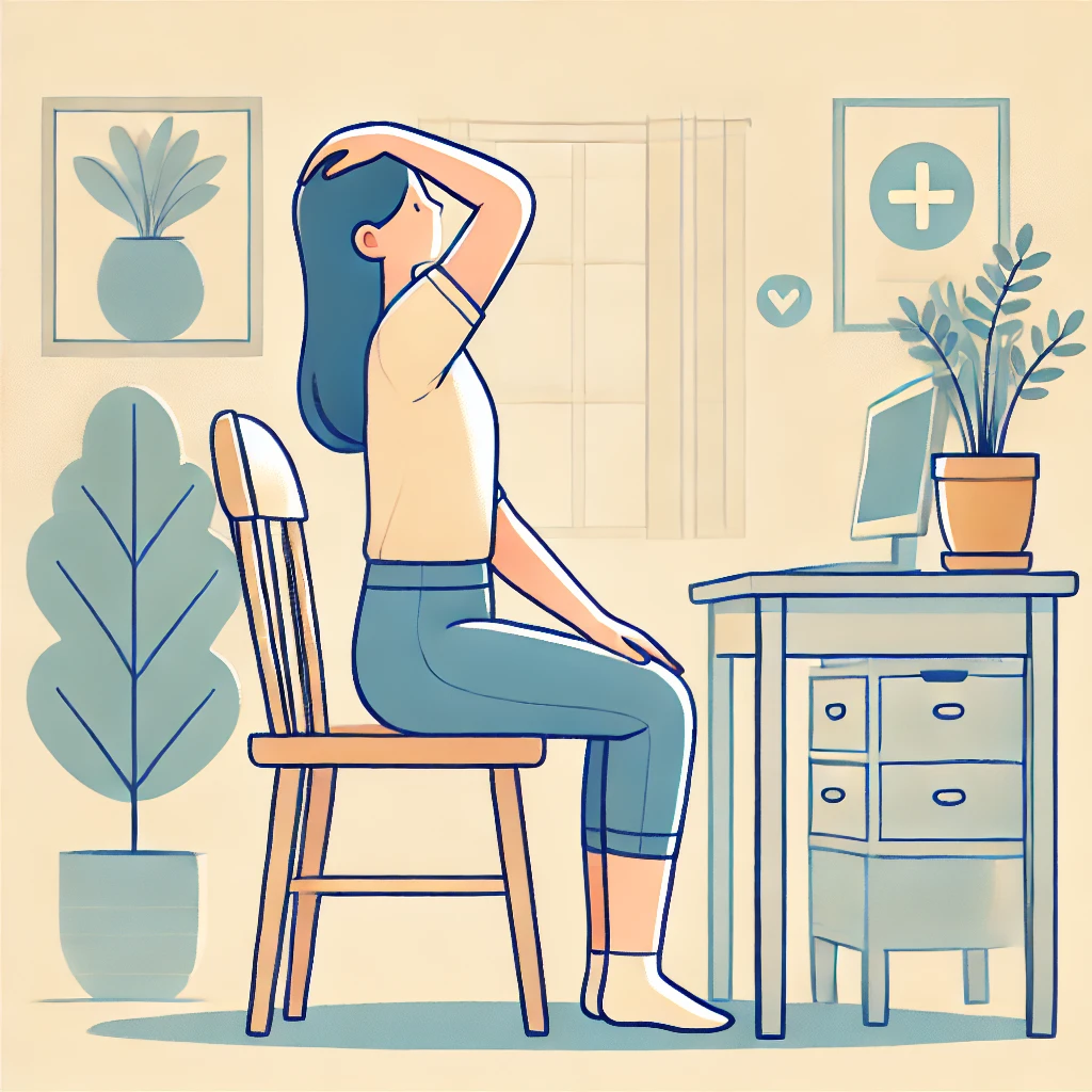 목 스트레칭하고 있는 여성