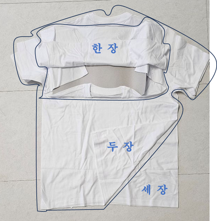베이스알파에션셜 30수 라운드넥 반팔티가 티 세 장을 포장한 방식