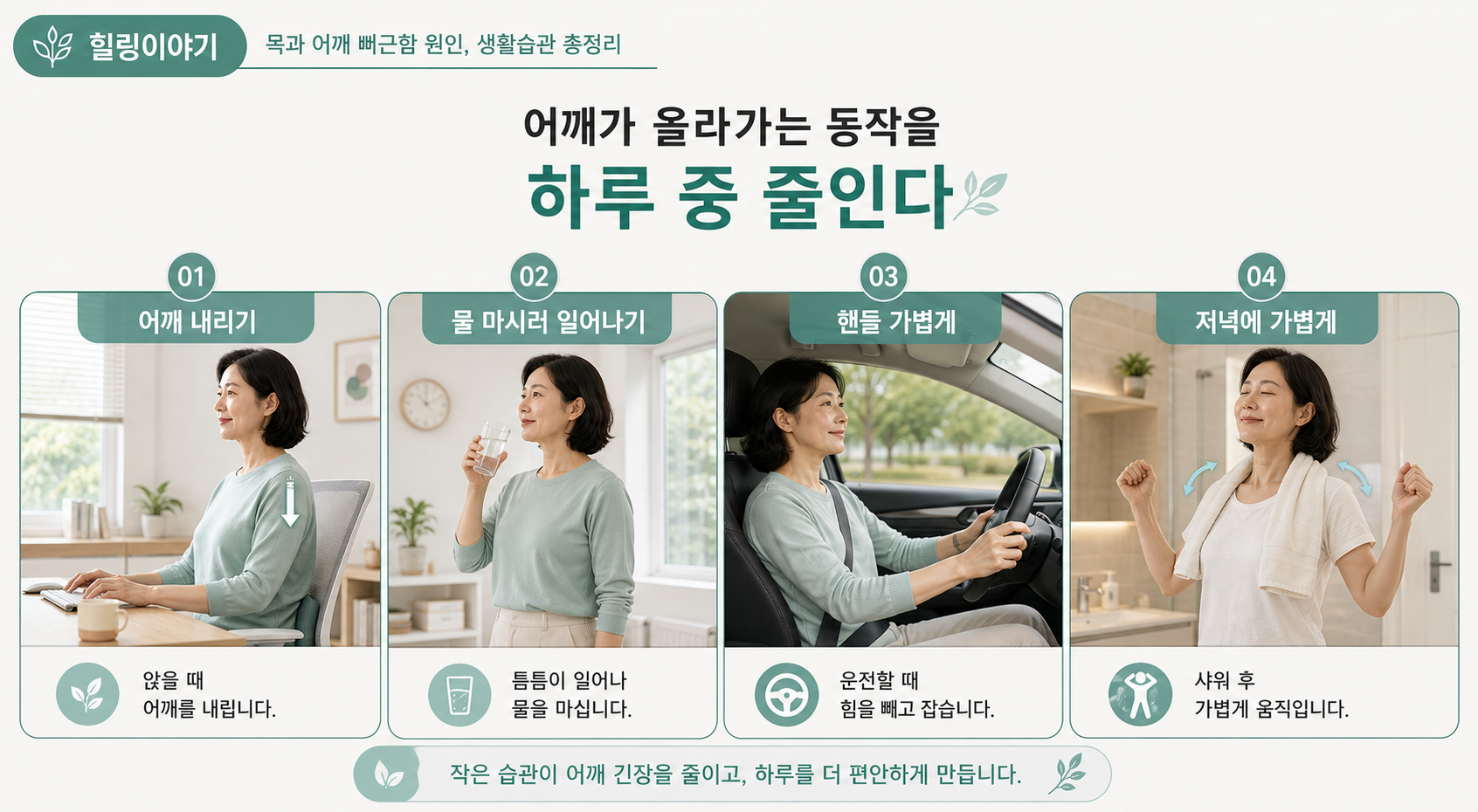 어깨 뭉침 원인을 줄이는 어깨 내리기와 하루 생활 루틴
