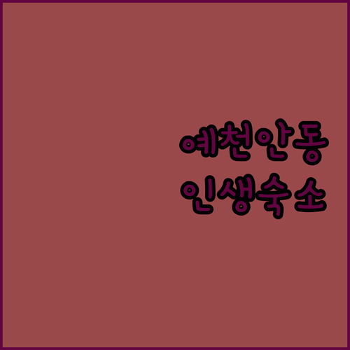 경북 예천 안동 숙소 추천 5곳 위치..