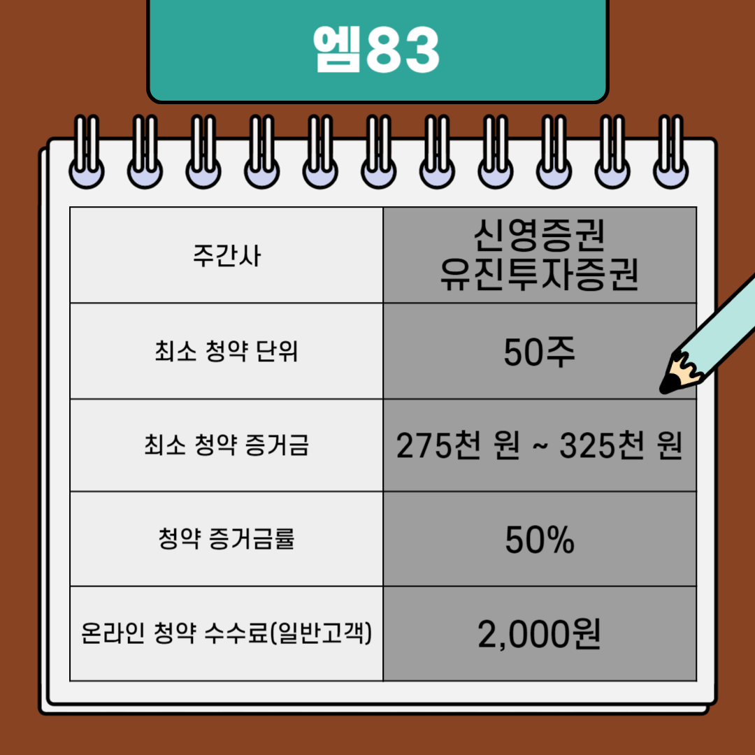 엠83 공모주 청약 단위