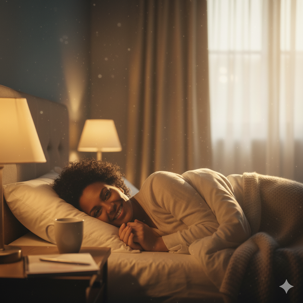 아침 햇살을 받으며 미소 짓는 사람이 긍정적으로 하루를 시작하는 모습 (이미지 생성:google)