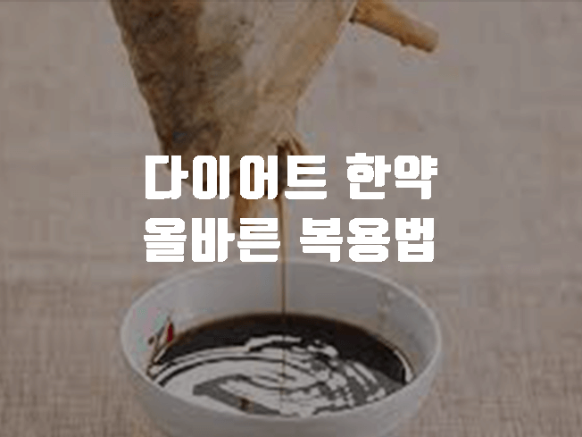 다이어트 한약 올바른 복용법