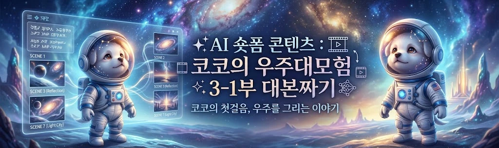 AI 숏폼 콘텐츠 코코의 우주대모험 3-1부 대본짜기 블로그 대표 이미지