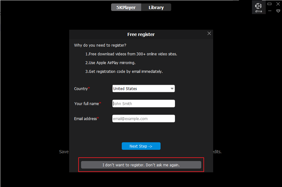 5KPlayer Register