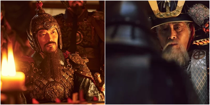 명나라 진린과 왜군 시마즈 요시히로가 등장하는 영화 노량: 죽음의 바다의 한 장면