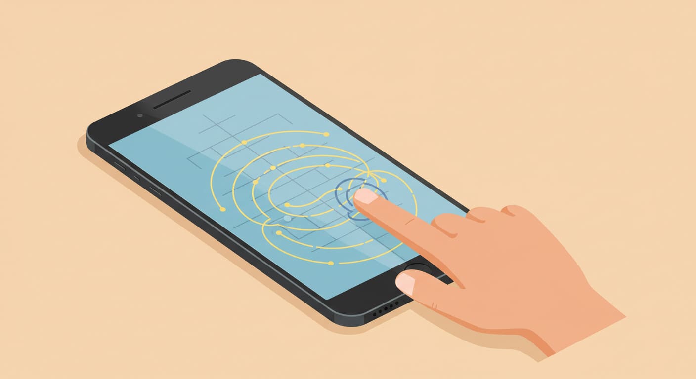 스마트폰 위에 손가락을 대고 움직이는 모습