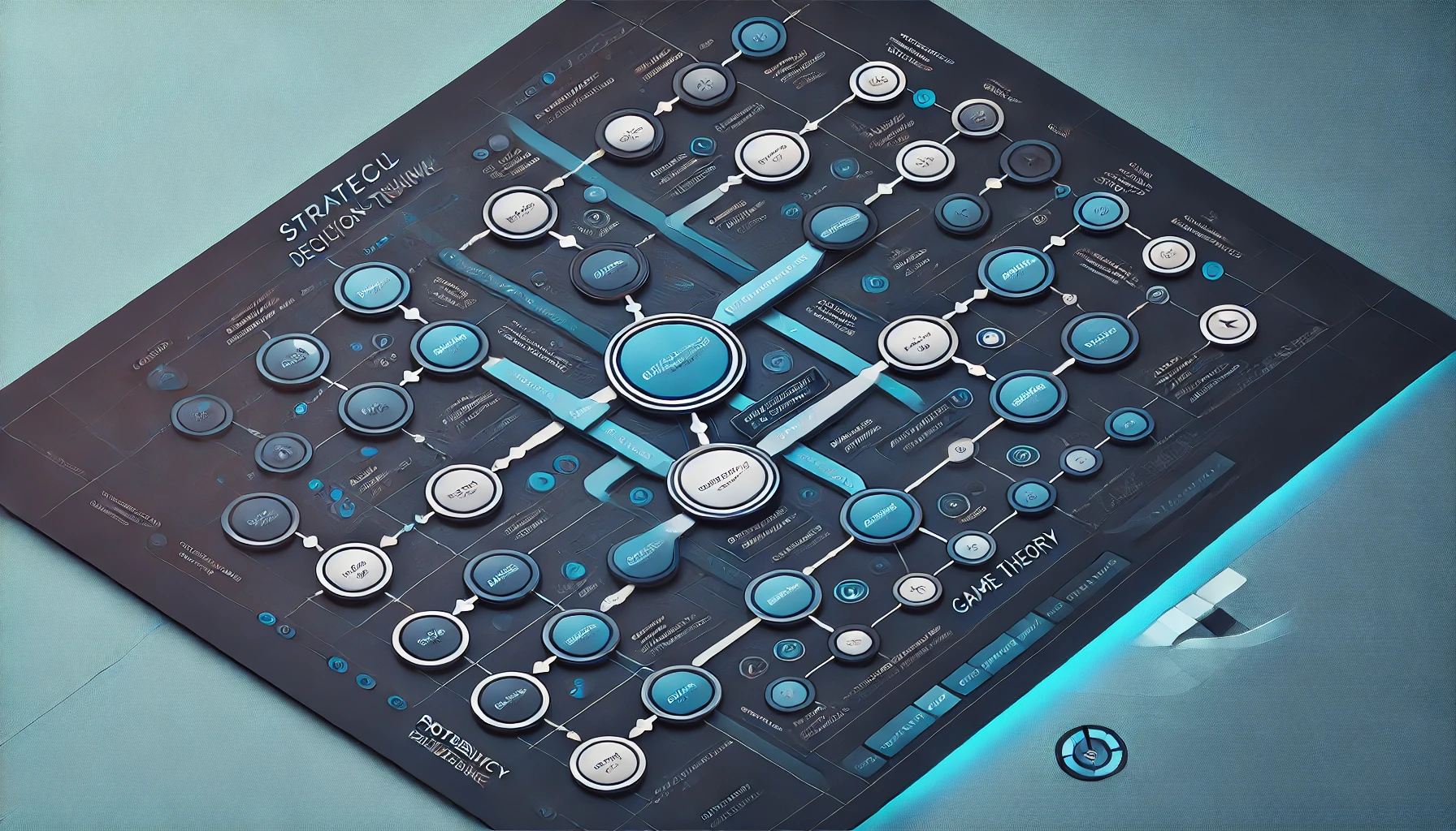 게임이론 기반 미래 경제 전략 의사결정 프로세스. AI 시대의 전략적 선택 다이어그램