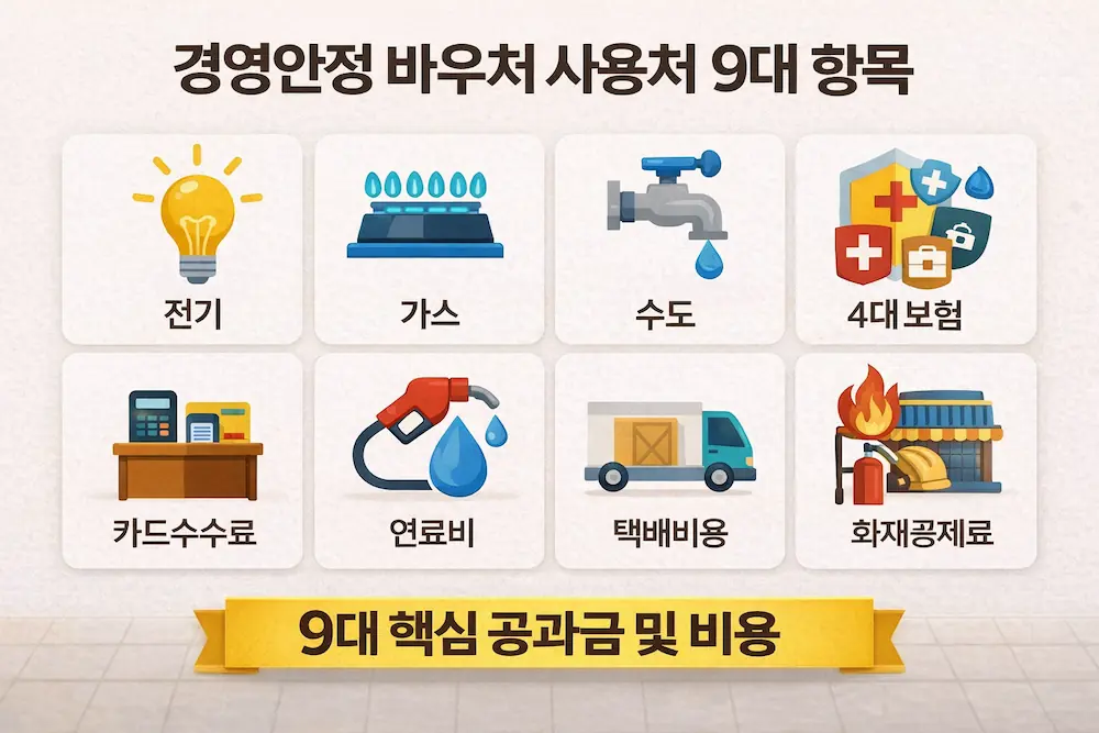 경영안정 바우처 사용처 9대 항목 아이콘 정리