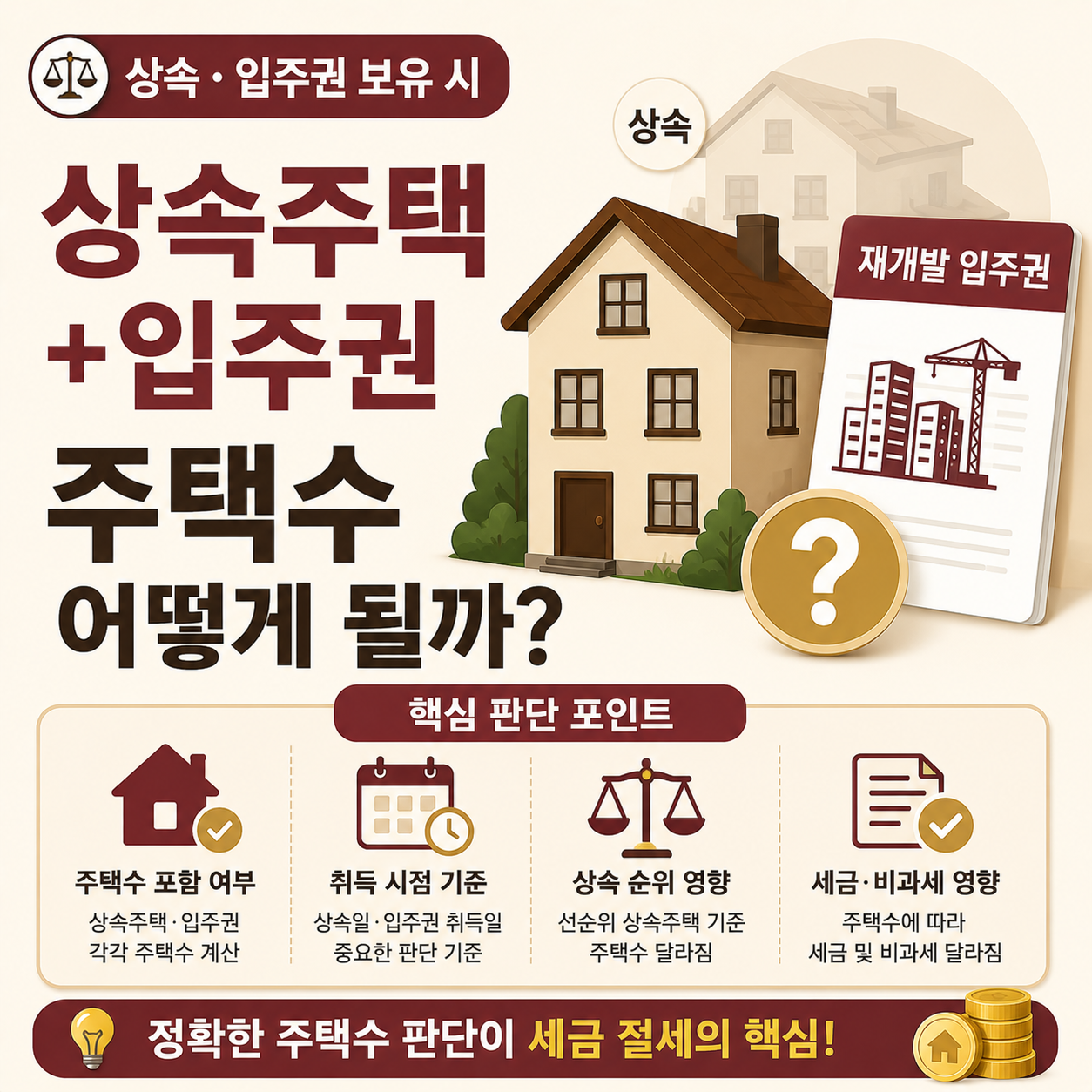 상속주택과 재개발 입주권 함께 보유 시 주택 수 판단 안내 이미지
