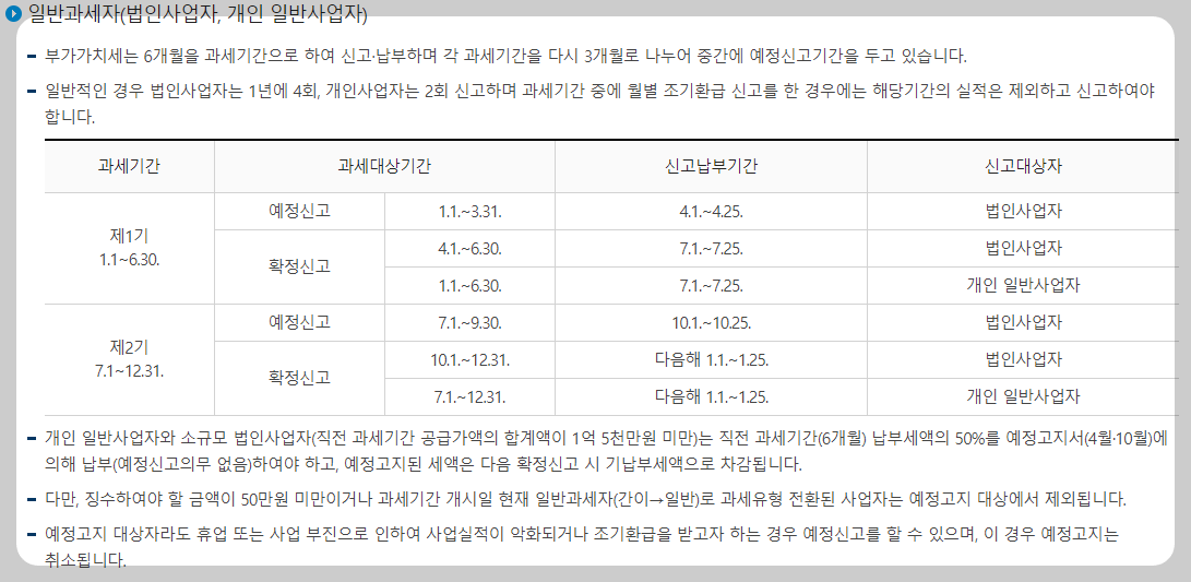 부가세 신고기간