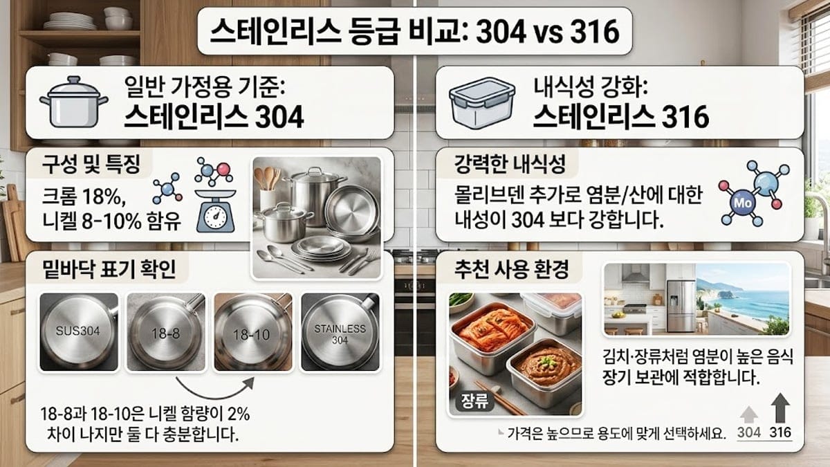 스텐 도시락 304등급 확인 방법