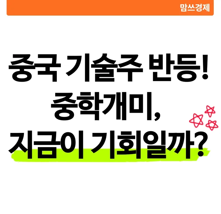 중국 기술주 반등과 중학개미 투자 기회에 대한 썸네일 이미지
