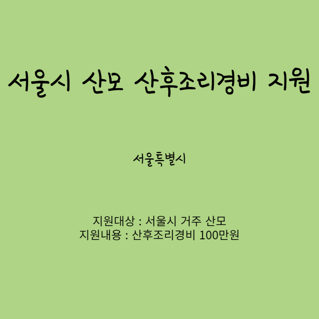 서울시 산모 산후조리경비 지원사업