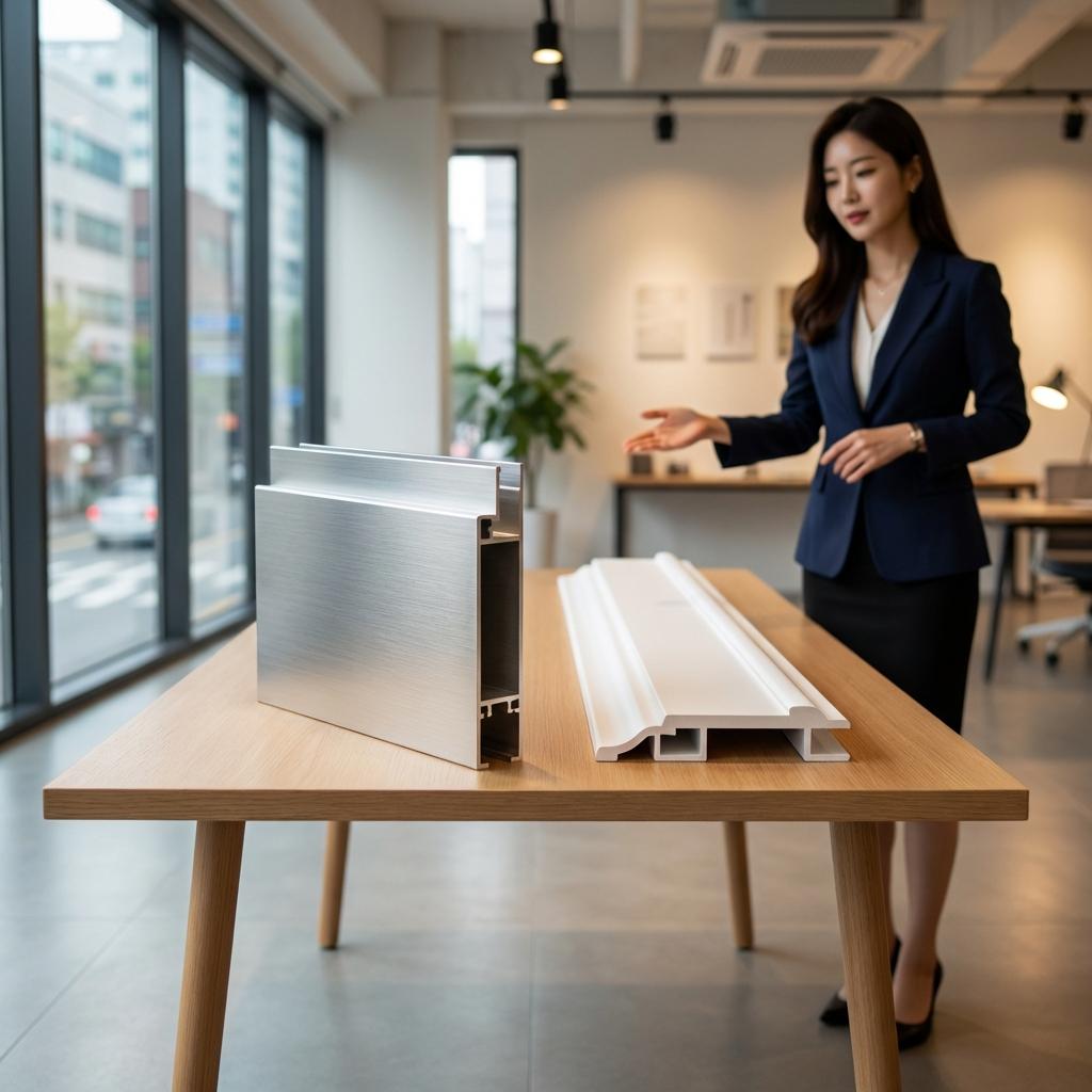 내구성을 위한 알루미늄 vs 가성비 PVC 마이너스 몰딩 비교