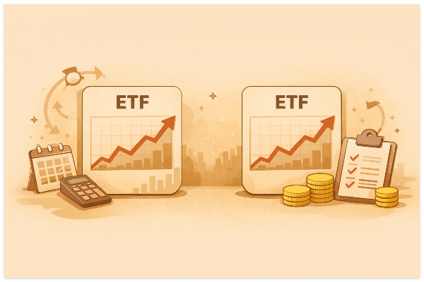 QQQ와 QQQM의 차이를 비교하는 나스닥 ETF 일러스트