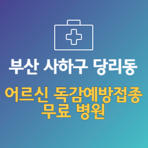 부산 사하구 당리동 노인 독감예방접종 무료 병원 (인플루엔자 무료 접종 대상 날짜)
