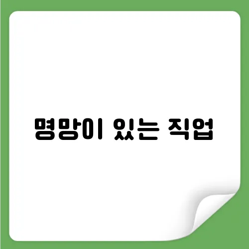 명망이 있는 직업