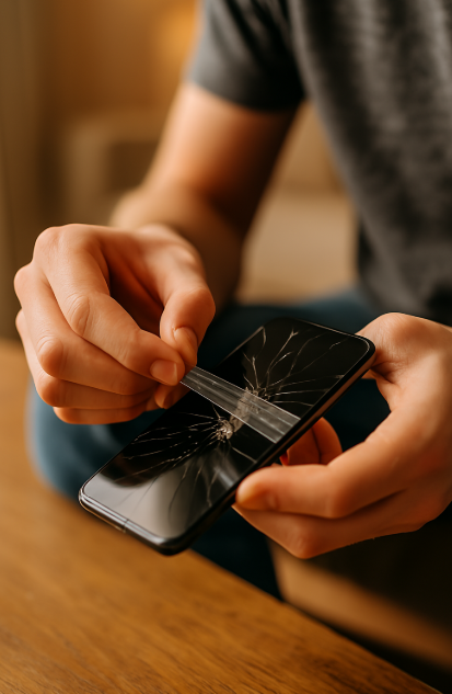 스마트폰 액정 파손 임시 대처, 깨진 화면 보호, 화면 수리 전 조치, 스마트폰 유리 금 갔을 때