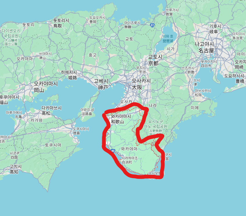 와카야마 위치 지도