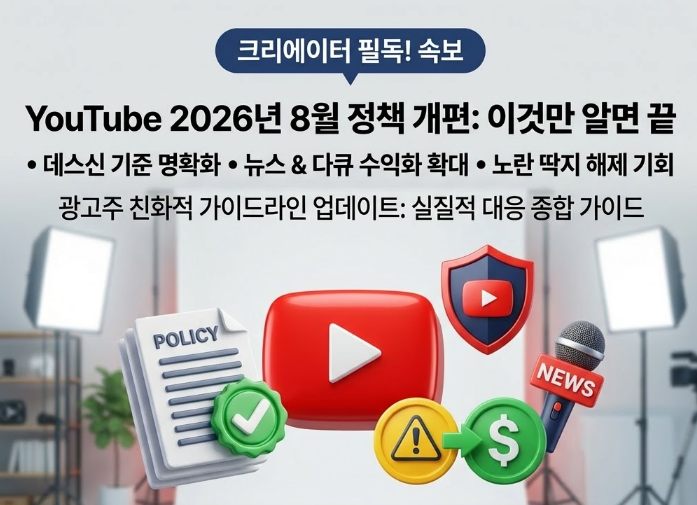 유튜브 정책 개정 2026년 8월